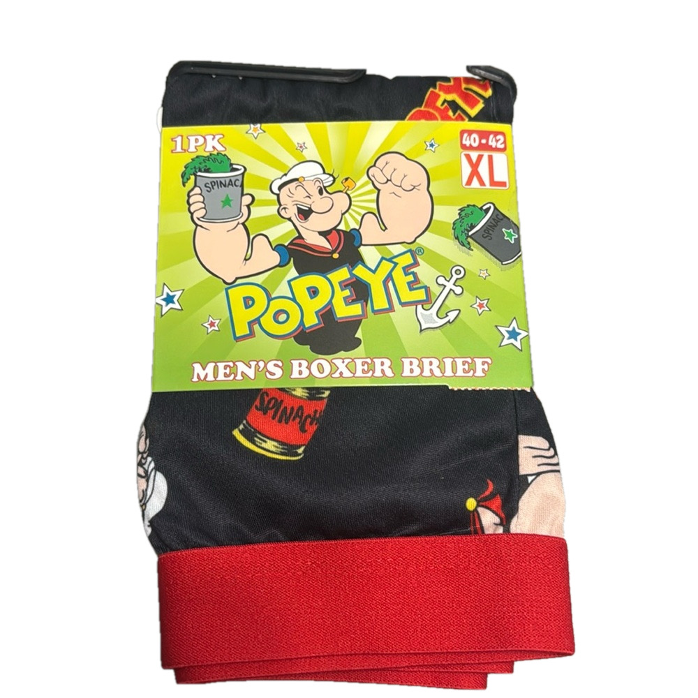 Popeye Black and Red Boxer Briefs with Bold Waistband NWT